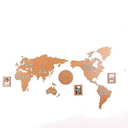 Wereldkaart wandklok als muursticker
