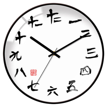 Design Wandklok Hout met Geel