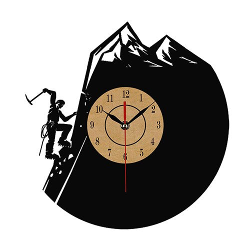 Vinyl wandklok met klimmen thema