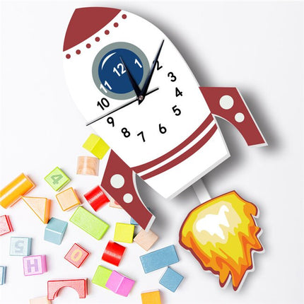 Kinderkamer wandklok in vorm van raket