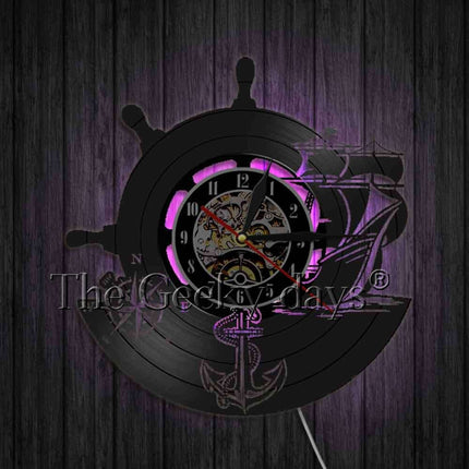 Marine vinylplaat klok met anker