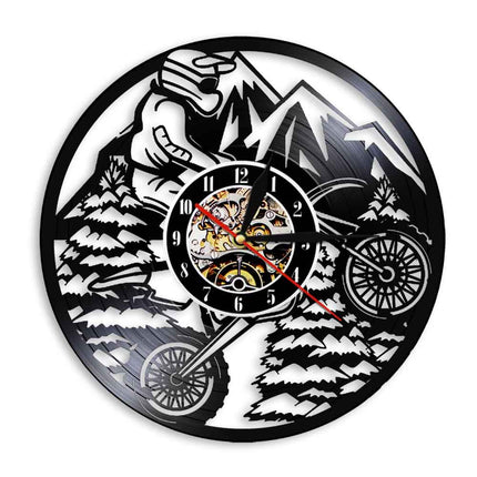 Originele motorcross wandklok van vinylplaat