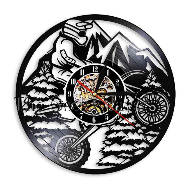 Wandklok motorcross design van vinylplaat