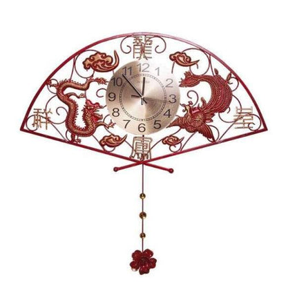Grote Aziatische wandklok met draken