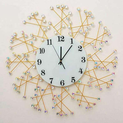 Grote design wandklok goud kristal