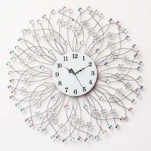 Grote kristallen wandklok voor woonkamer