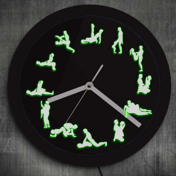 Kamasutra wandklok met LED verlichting