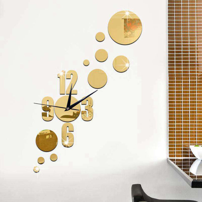 Grote spiegel sticker wandklok modern
