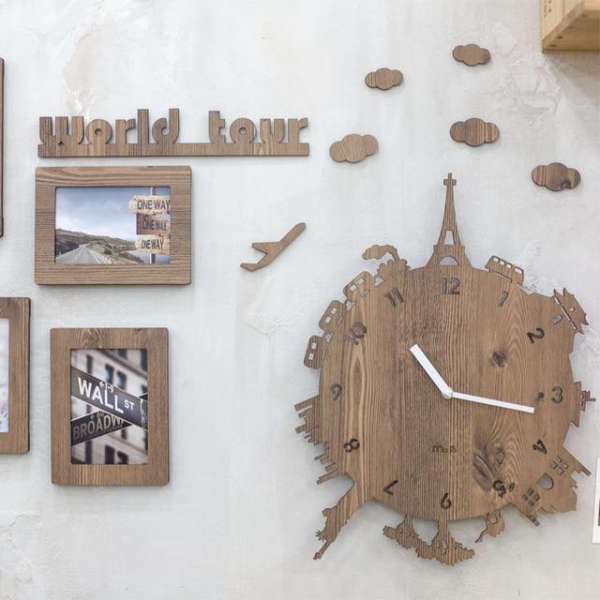 Wandklok wereldreis met fotolijstjes