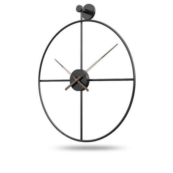 Grote minimalistische wandklok zwart metaal