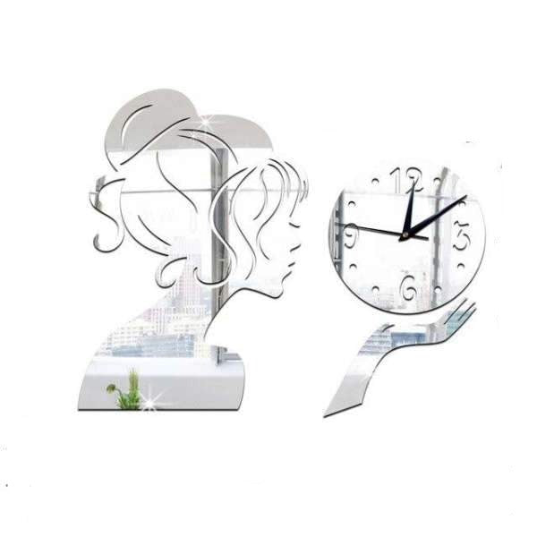 DIY spiegel wandklok vrouw silhouet