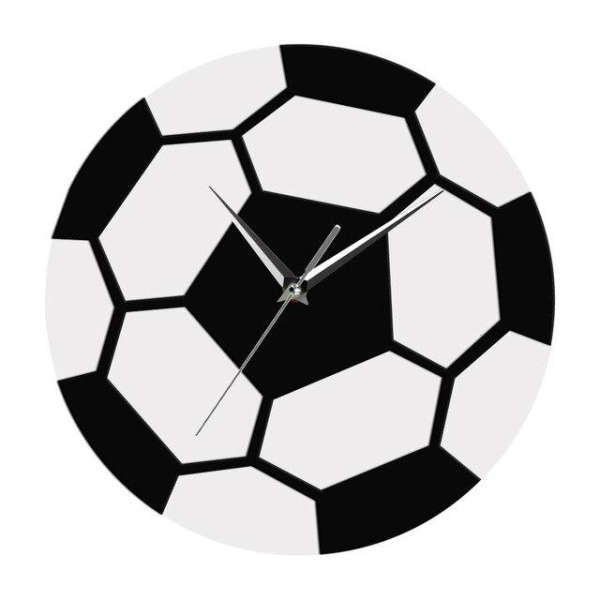 Minimalistische wandklok met voetbal patroon