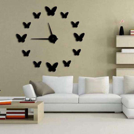 Moderne 3D wandklok met vlinders