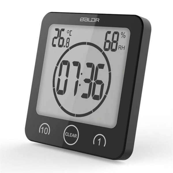 Digitale badkamerklok met timer temperatuur