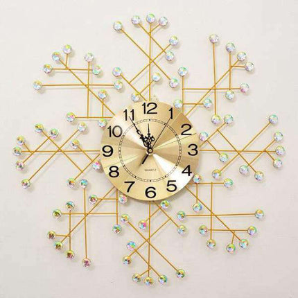 Grote design wandklok goud kristal