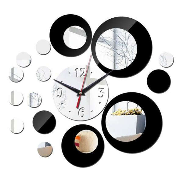 Grote spiegel wandklok modern design