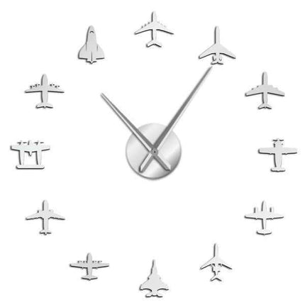 Grote 3D wandklok met vliegtuigen
