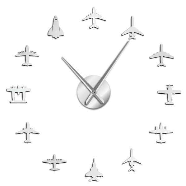 Grote 3D wandklok met vliegtuigen