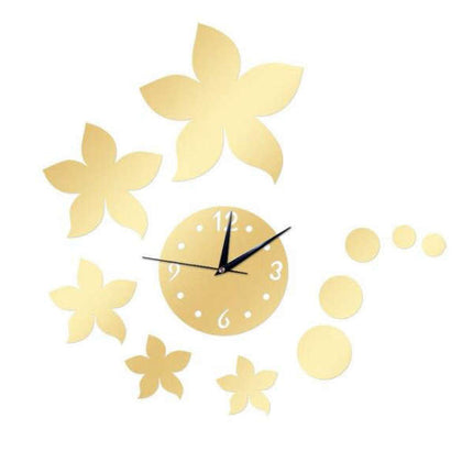 Grote spiegel wandklok met bloemen