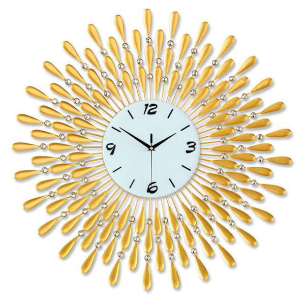 Grote metalen wandklok zonnestraal design