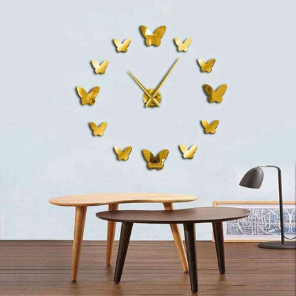 Moderne 3D wandklok met vlinders