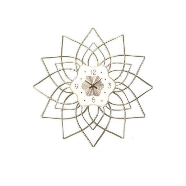 Grote metalen wandklok bloem design