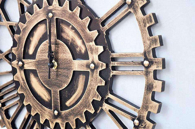 Grote industriële tandwiel wandklok retro
