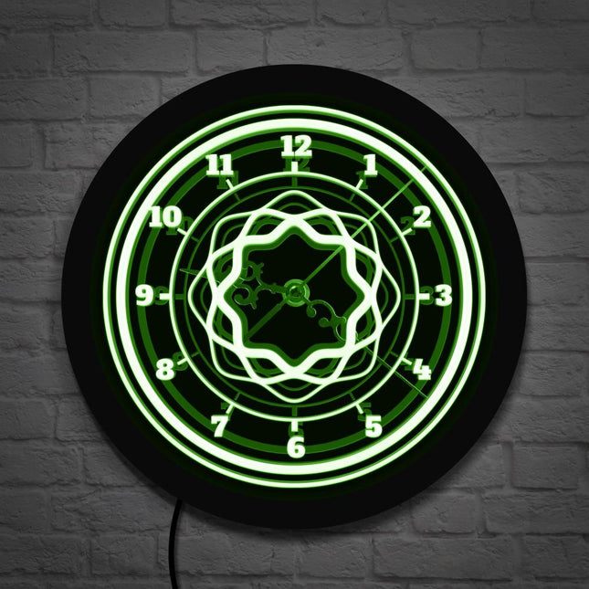 Abstracte design wandklok met led licht