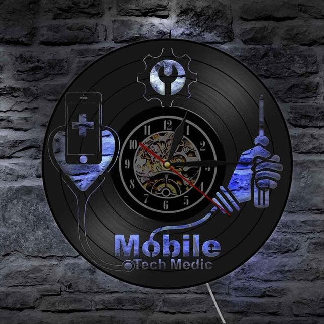 Vinyl klok voor telefoon reparatie service
