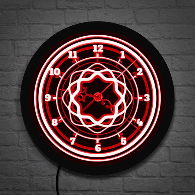 Abstracte design wandklok met led licht