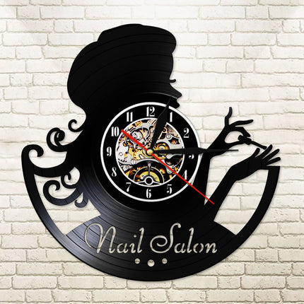 Vinyl wandklok decoratie voor nagelsalon