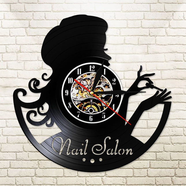 Vinyl wandklok decoratie voor nagelsalon