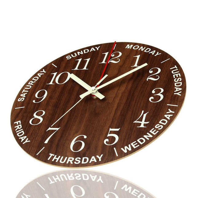 Houten wandklok met dagen van de week