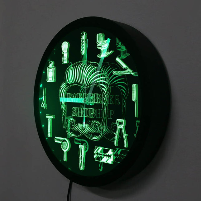Led wandklok voor in de barbershop