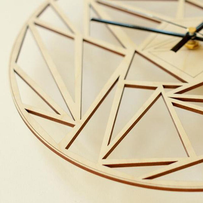 Geometrische houten wandklok met grijs