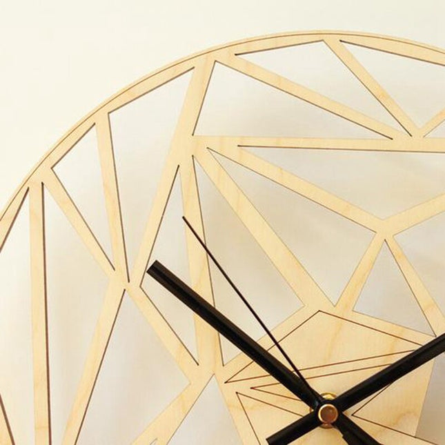 Geometrische houten wandklok met grijs