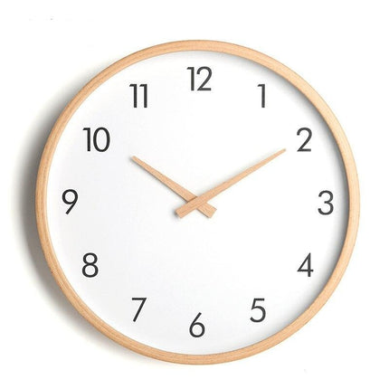 Klassieke stille wandklok met houten rand
