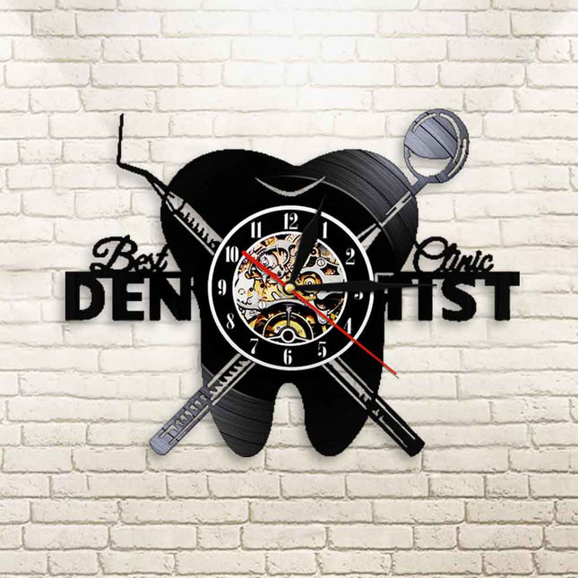 Originele vinyl klok voor tandartspraktijk