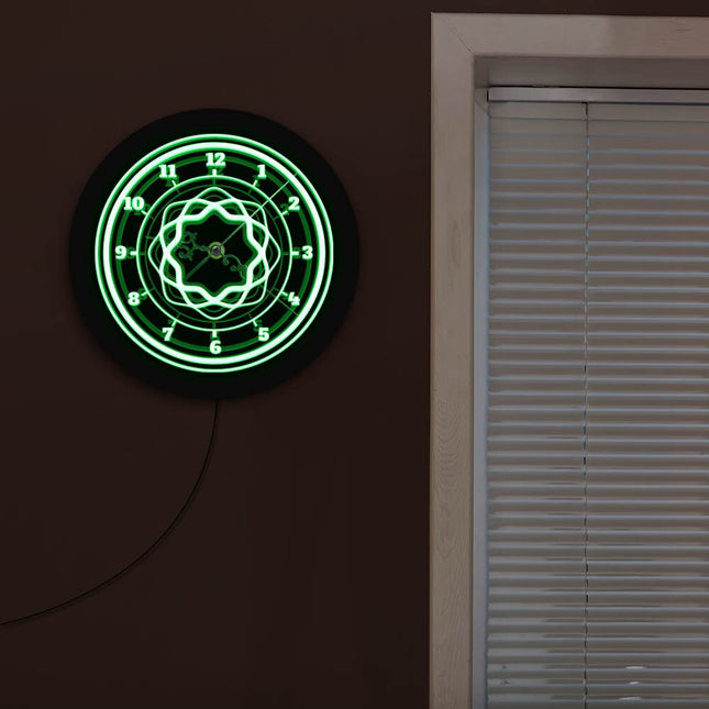 Abstracte design wandklok met led licht