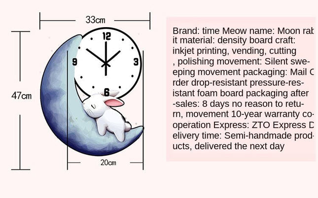 Houten kinderklok met slapend konijn