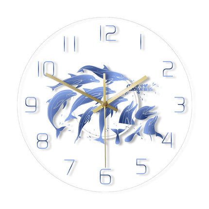 Mooie wandklok met springende dolfijnen