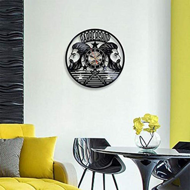 Barbier thema vinyl wandklok cadeau