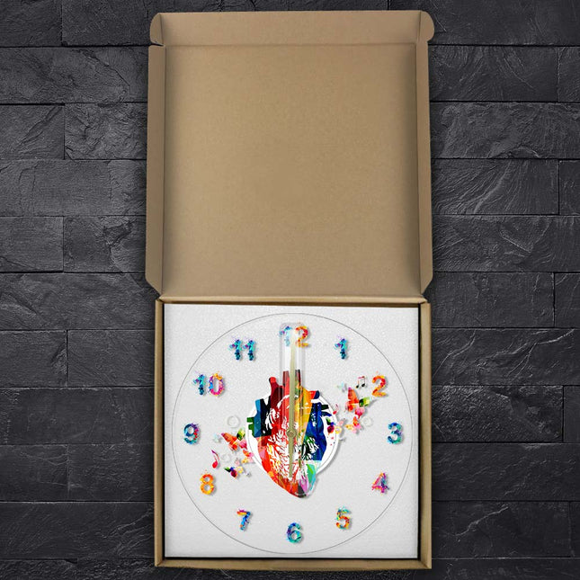 Moderne acryl wandklok anatomisch hart