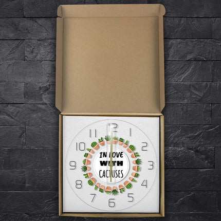 Moderne wandklok met vrolijke cactussen