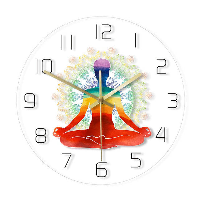 Wandklok met yoga pose voor rust