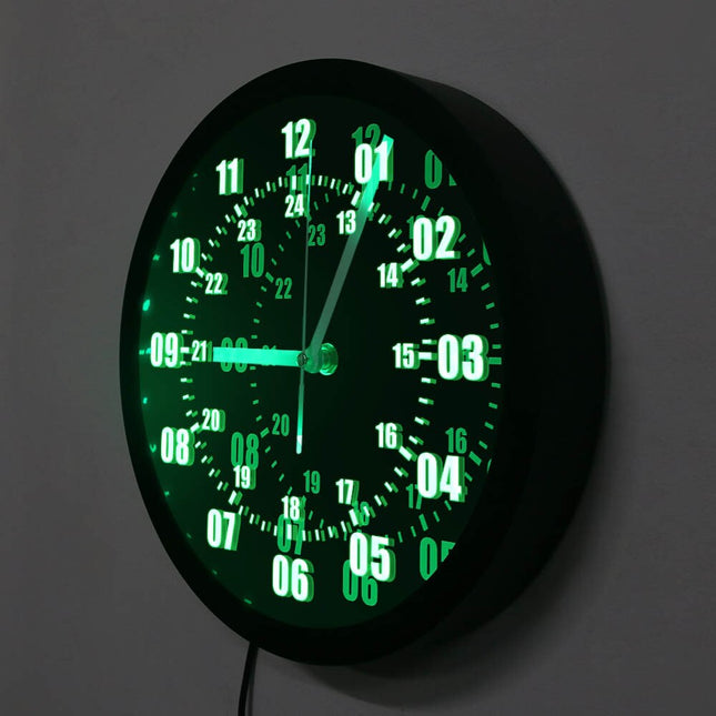 Militaire stijl wandklok met led verlichting