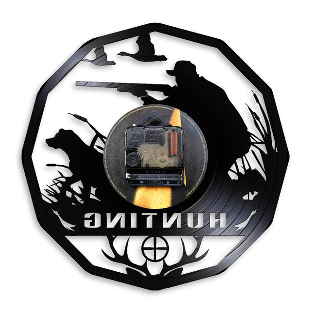 Originele vinyl wandklok voor jagers