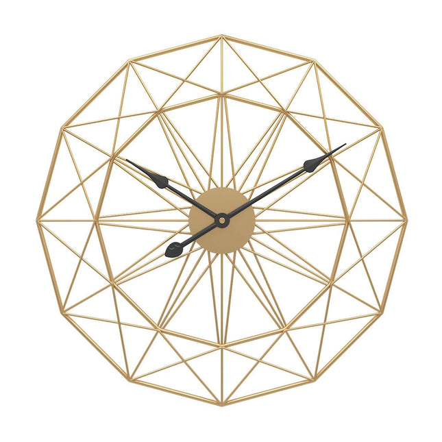 Grote Gouden Metalen Wandklok Geometrisch