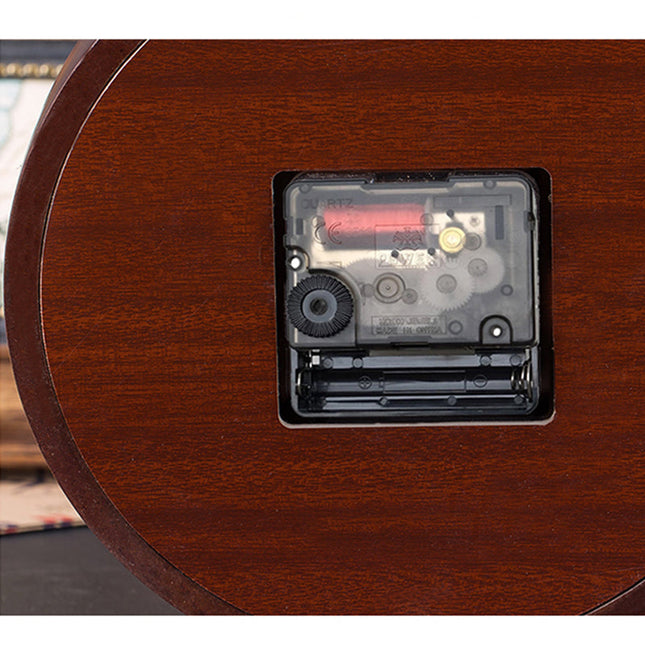 Ronde houten tafelklok vintage stijl