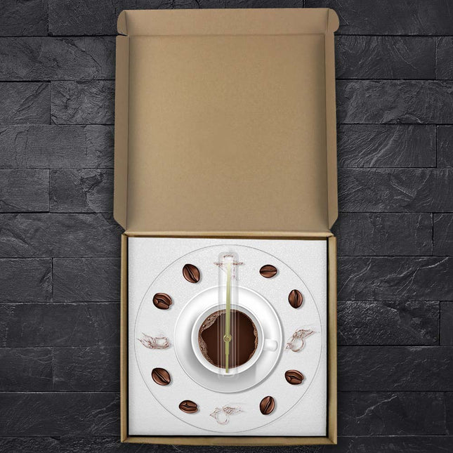 Keuken wandklok met kopje koffie